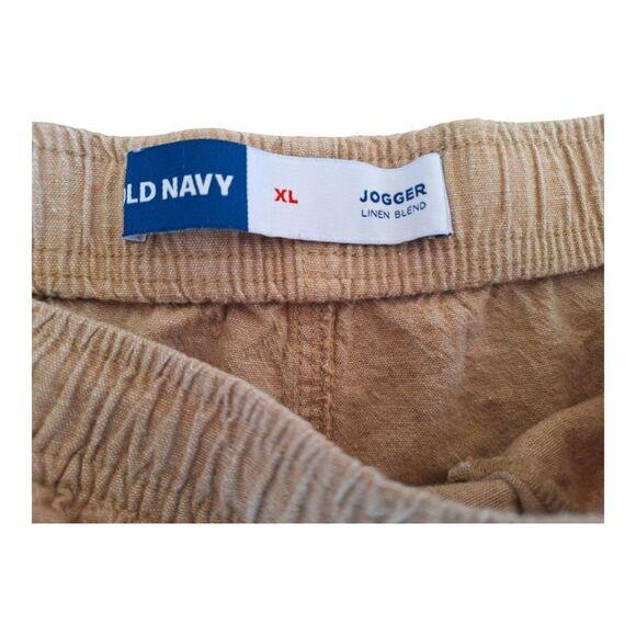 Linen Blend 7" Jogger Shorts Pull On Drawstring NWOT Old Navy Mens XL Tan - Picture 5 of 13